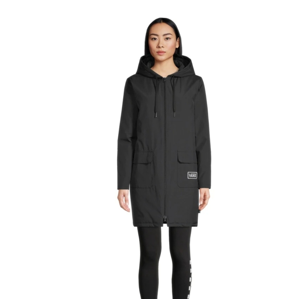 NWT Women's Vans Marley Black Light Oversized Spring Jacket Signature Logo Sz XS